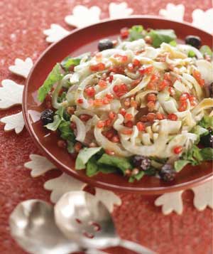 Arugula, Fennel, Pomegranate and Olive Salad