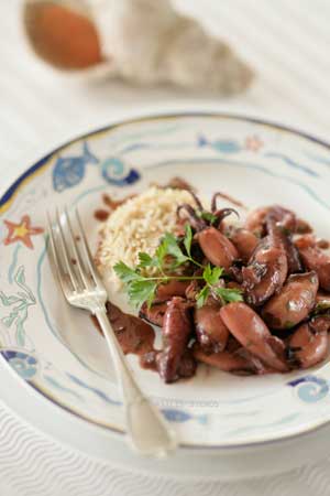 Squid with Ginger, Soy Sauce and Ouzo