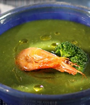 Broccoli Shrimp Bisque with Greek Olive Oil