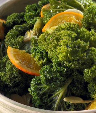 Kale with Greek Olive Oil, Oranges and Garlic, Mani Style