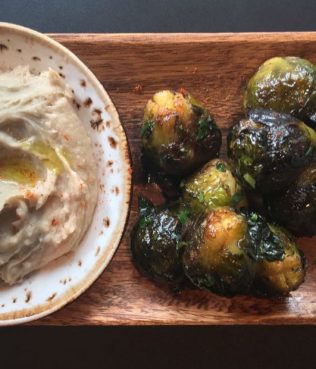 Honey-Roasted Brussels Sprouts with Chestnut Skordalia