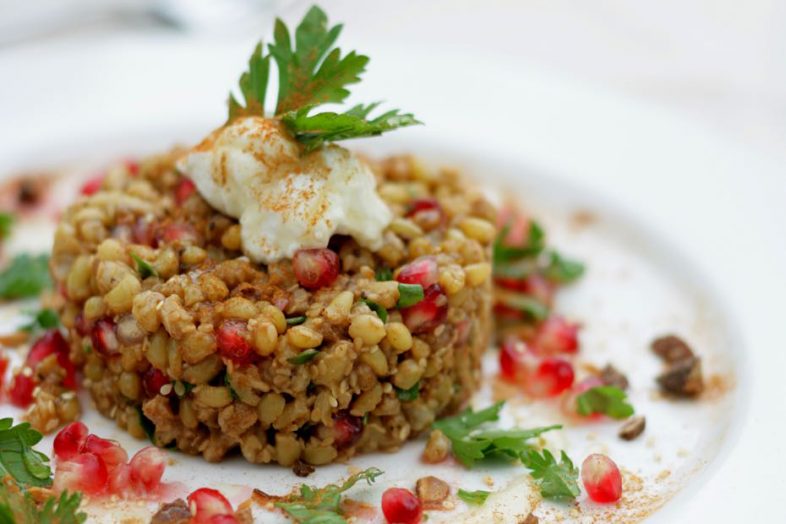 Buckwheat Salad Or Pilaf With Pomegranate And Spices Mediterranean Diet Healthy Greek And Blue