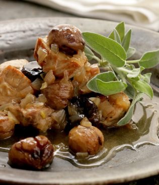 Pork Loin with Chestnuts, Hazelnuts and Dried Figs