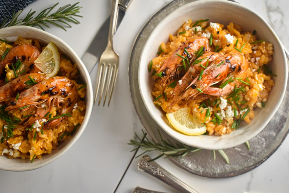 Shrimp Saganaki Risotto