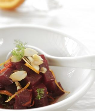 Roasted Beetroot Salad with Orange, Mastiha and Almonds