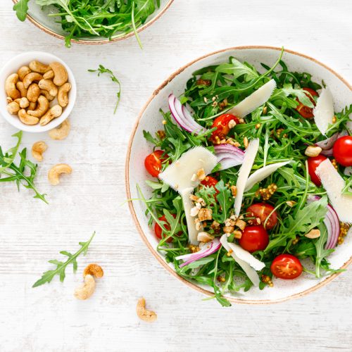 Arugula, Apple, and Pistachio Salad in Parmigiano Cups - CucinaByElena