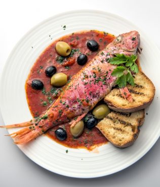Red Mullet With Tomatoes and Olives