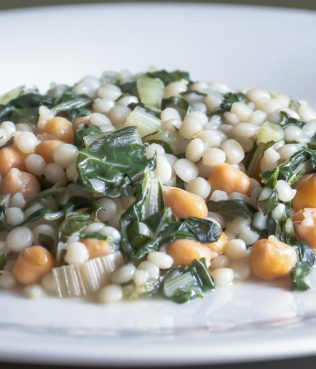 Couscous With Chickpeas, Swiss Chard, And Ginger