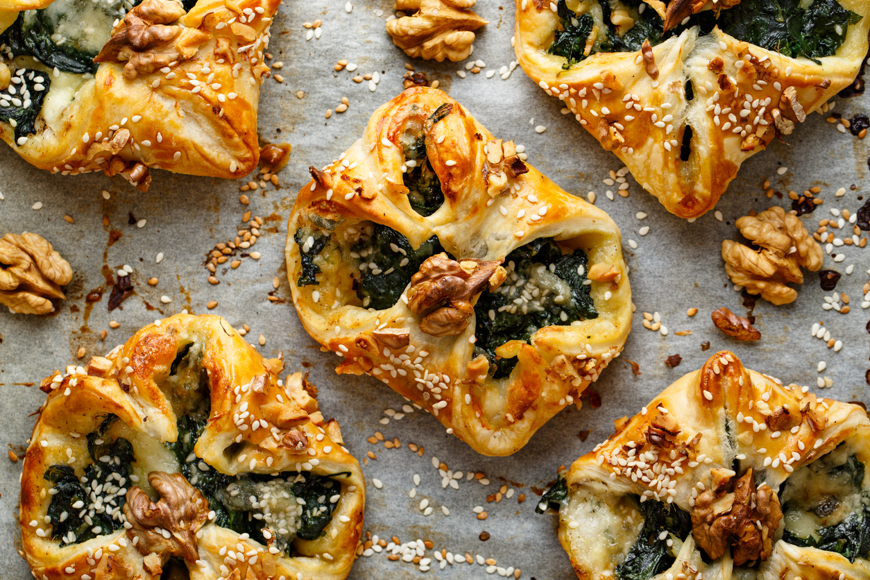 Stuffed Puff Pastry with Spinach & Gorgonzola Cheese