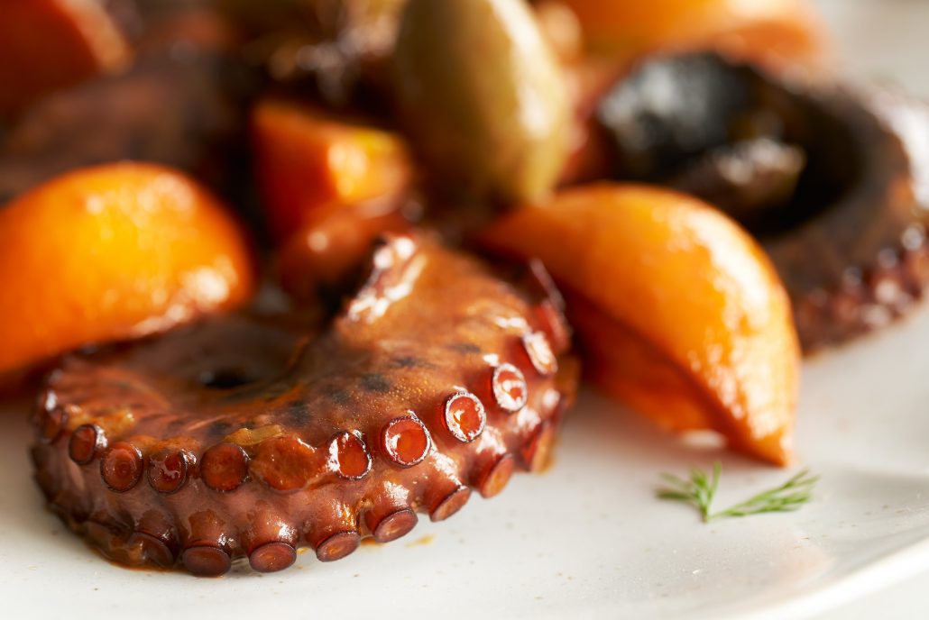 Recipe for Octopus with Orange and Olives by Diane Kochilas