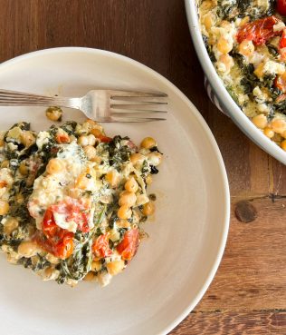 Spinach and Chickpeas Baked with Greek Feta