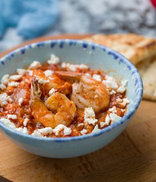 Greek Shrimp and Tomatoes with Feta (Garides Saganaki)