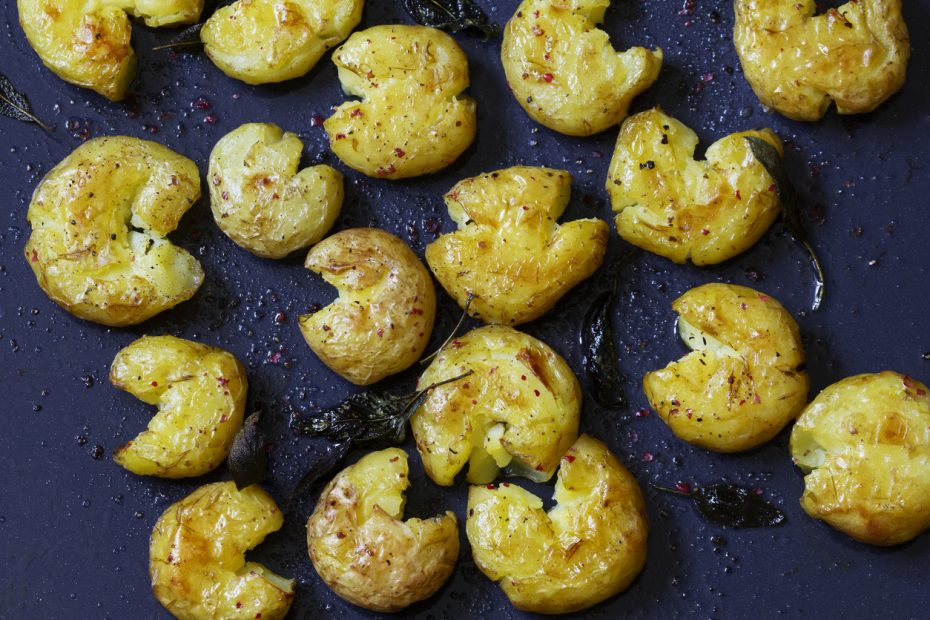 Crispy Greek Lemon Smashed Potatoes