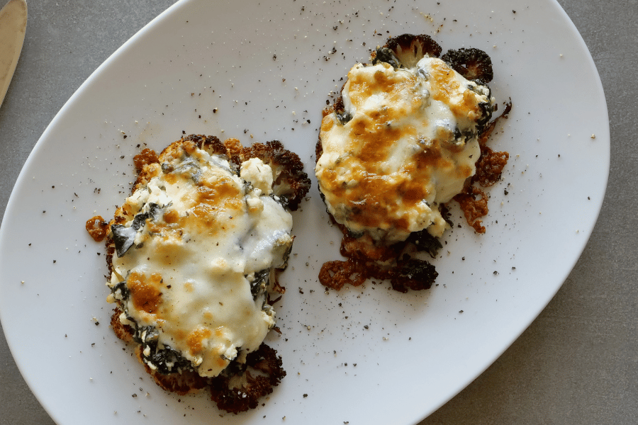 Cauliflower Steak Melt with Spanakopita